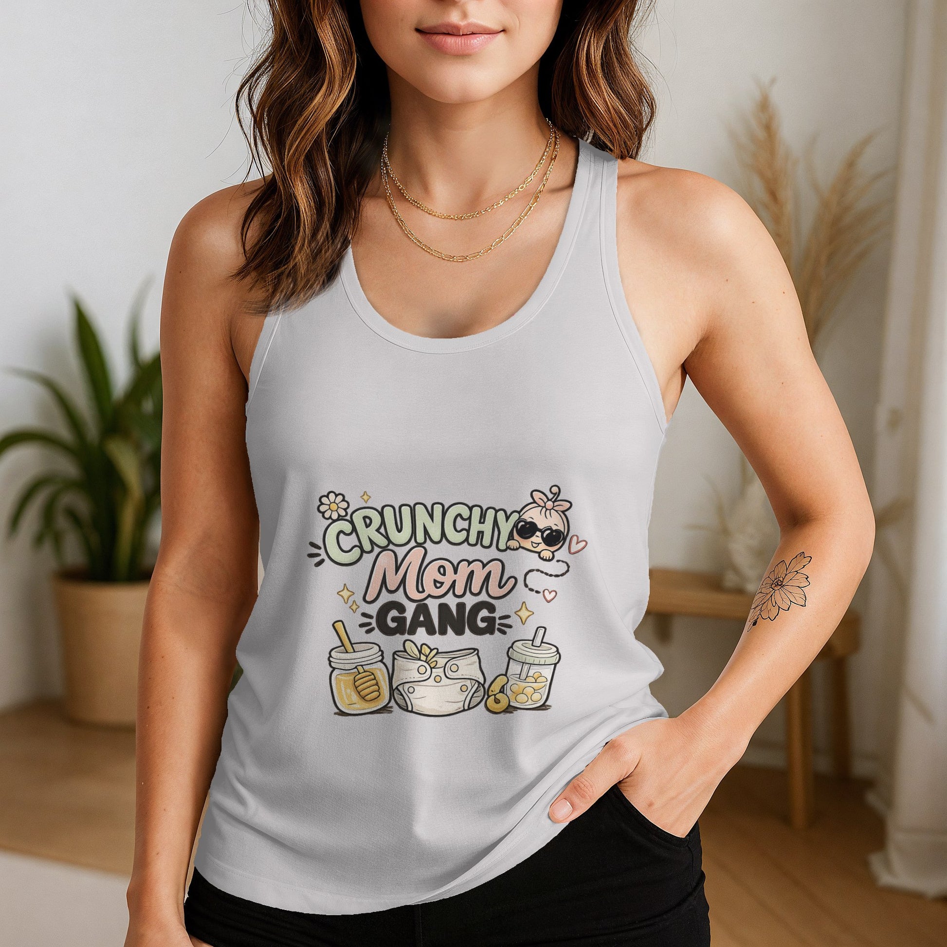 Crunchy mom gang Triblend Racerback Tank